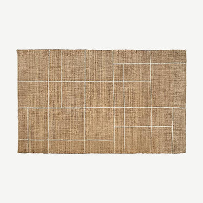 Jute Grid Hand-Woven Rug in Golden Straw