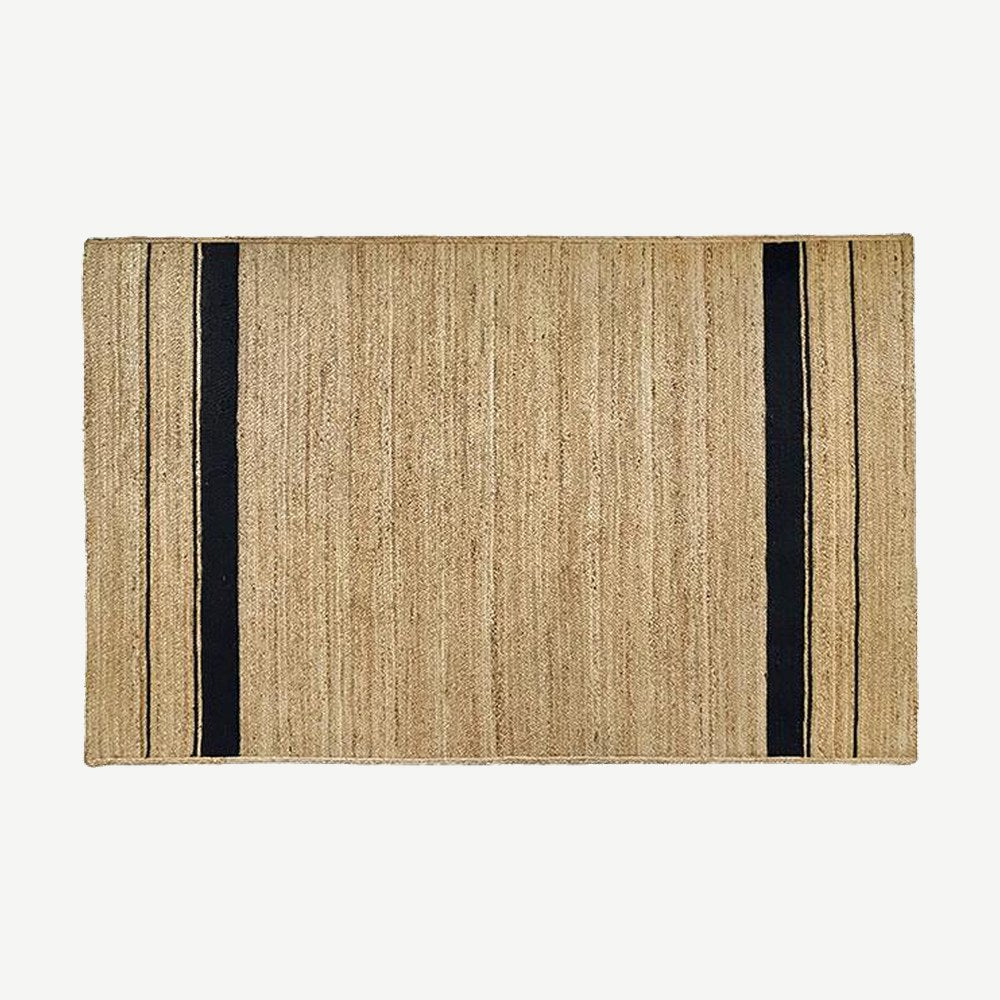 Hand-Woven Jute Rug in Natural with Black Border