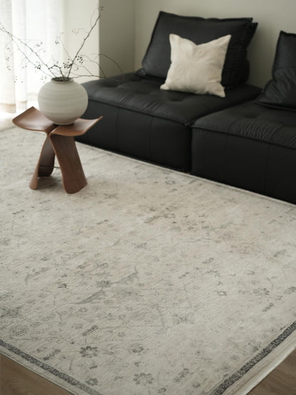 Distressed Woven Area rug, styled at home