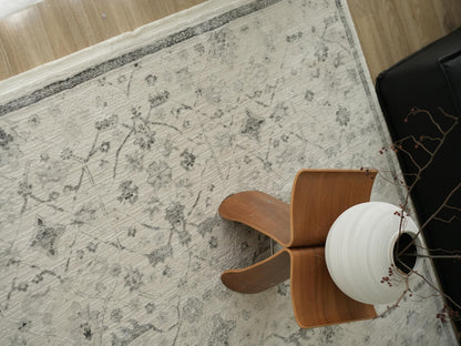 Distressed Woven Area rug, styled at home