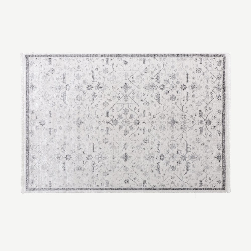 Distressed Woven Area Rug in Jade Grey