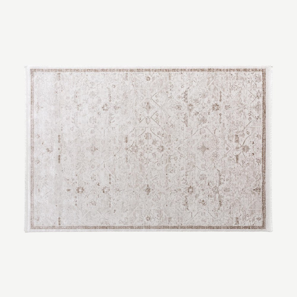 Distressed Woven Area Rug in Light Sand