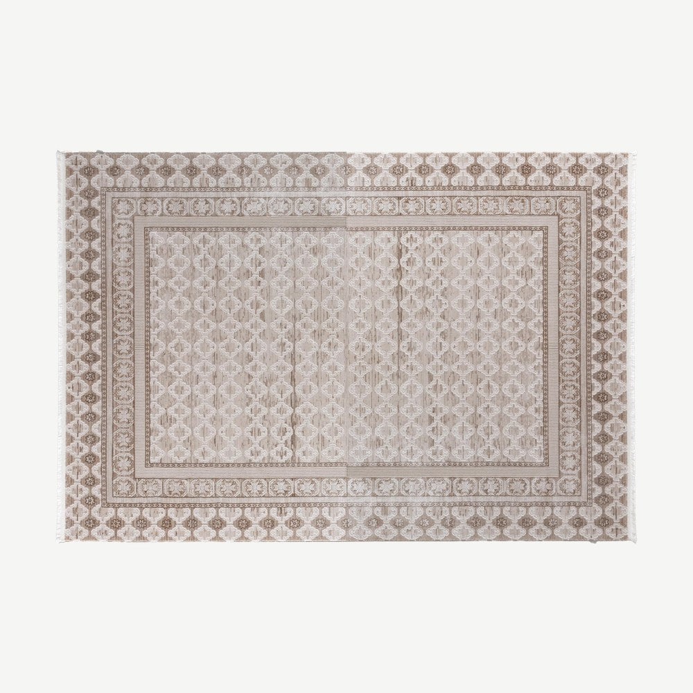 Distressed Woven Area Rug in Cream
