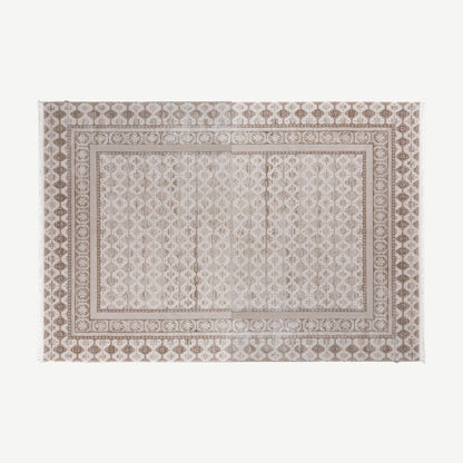 Distressed Woven Area Rug in Cream