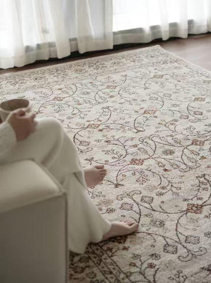 Floral Medallion Woven rug, styled at home