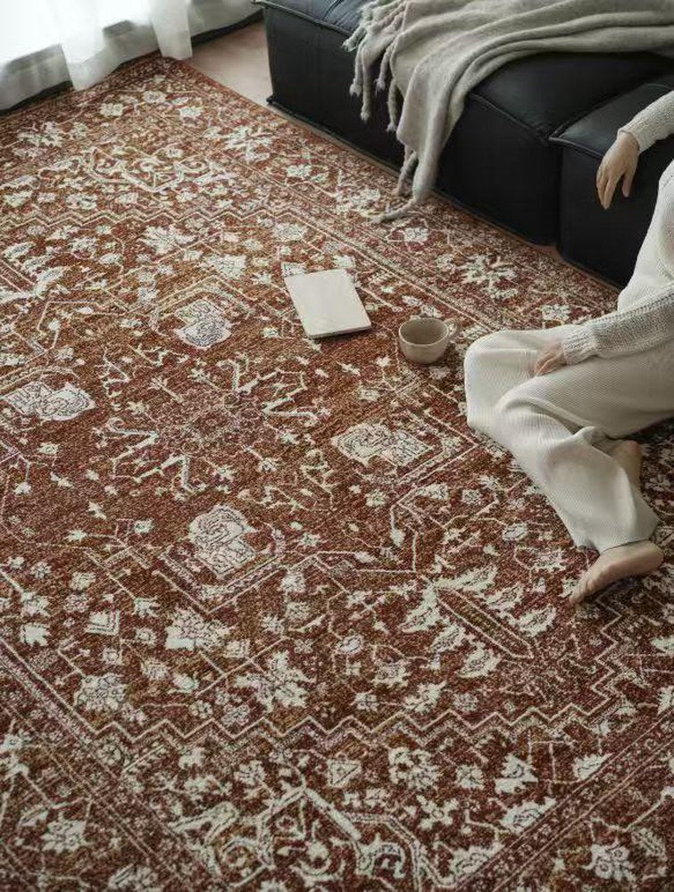 Floral Medallion Woven rug, styled at home