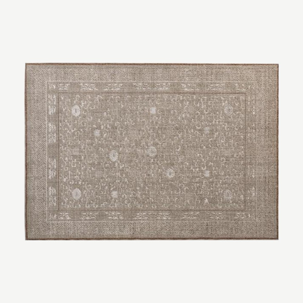 Vintage-Look Woven Rug in Stone Floral