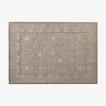 Vintage-Look Woven Rug in Stone Floral