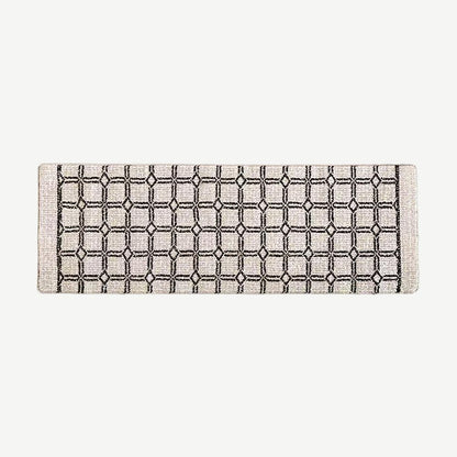 Woven Hallway Runner Rug in Black Lattice