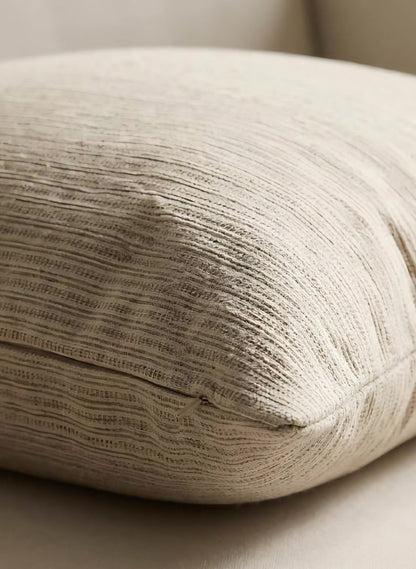 Taupe jacquard cushion covers, styled at home