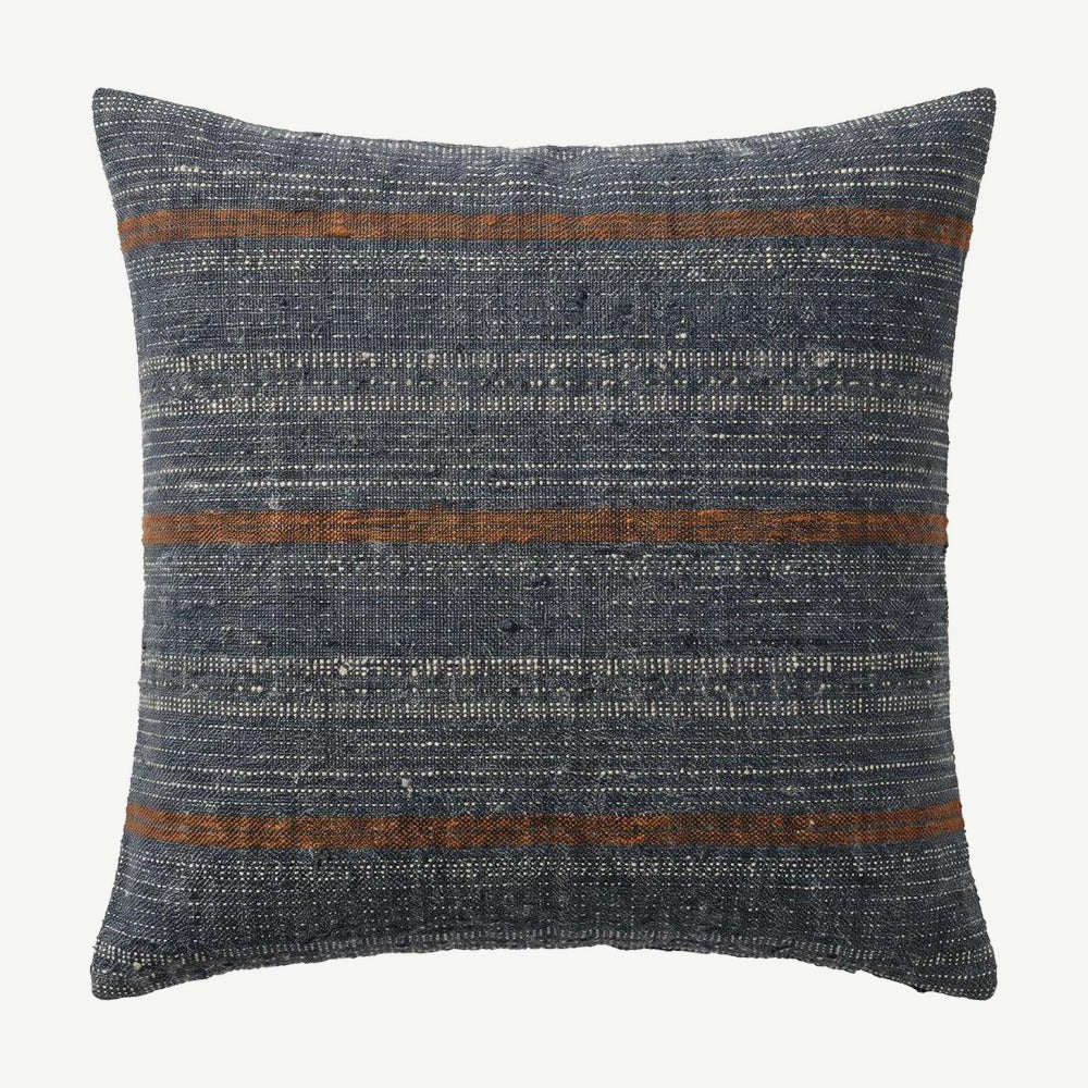 Navy & Rust Stripe jacquard cushion cover, 50 x 50 cm
