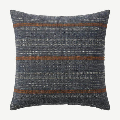 Navy & Rust Stripe jacquard cushion cover, 50 x 50 cm