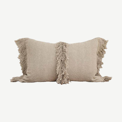 Natural Fringed Jacquard Tassel Linen Cotton Cushion Covers