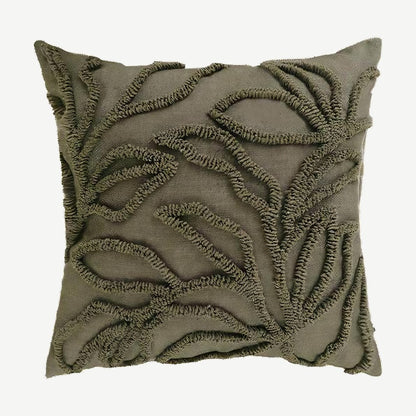 Olive Leaf Embroidery Cotton Cushion Covers