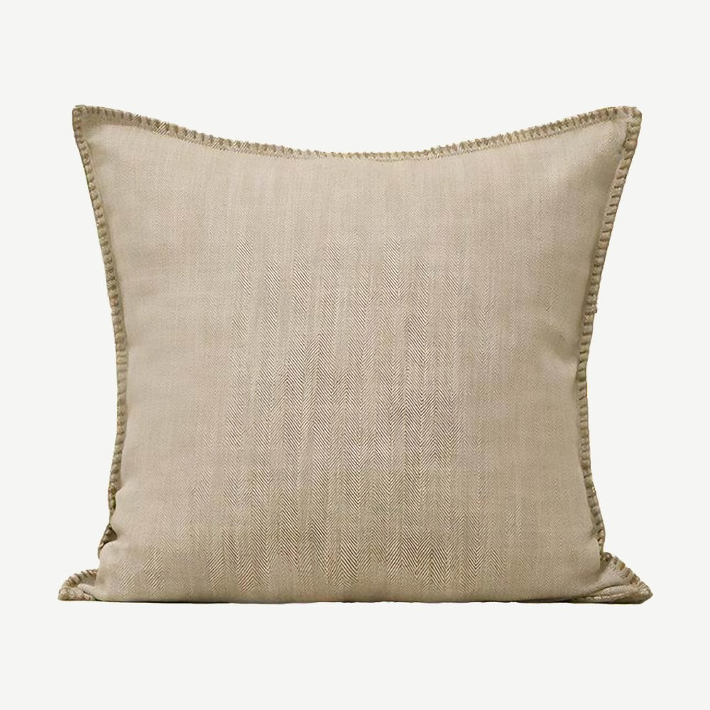 Herringbone Cotton Linen Cushion Covers in Cocoa Milk
