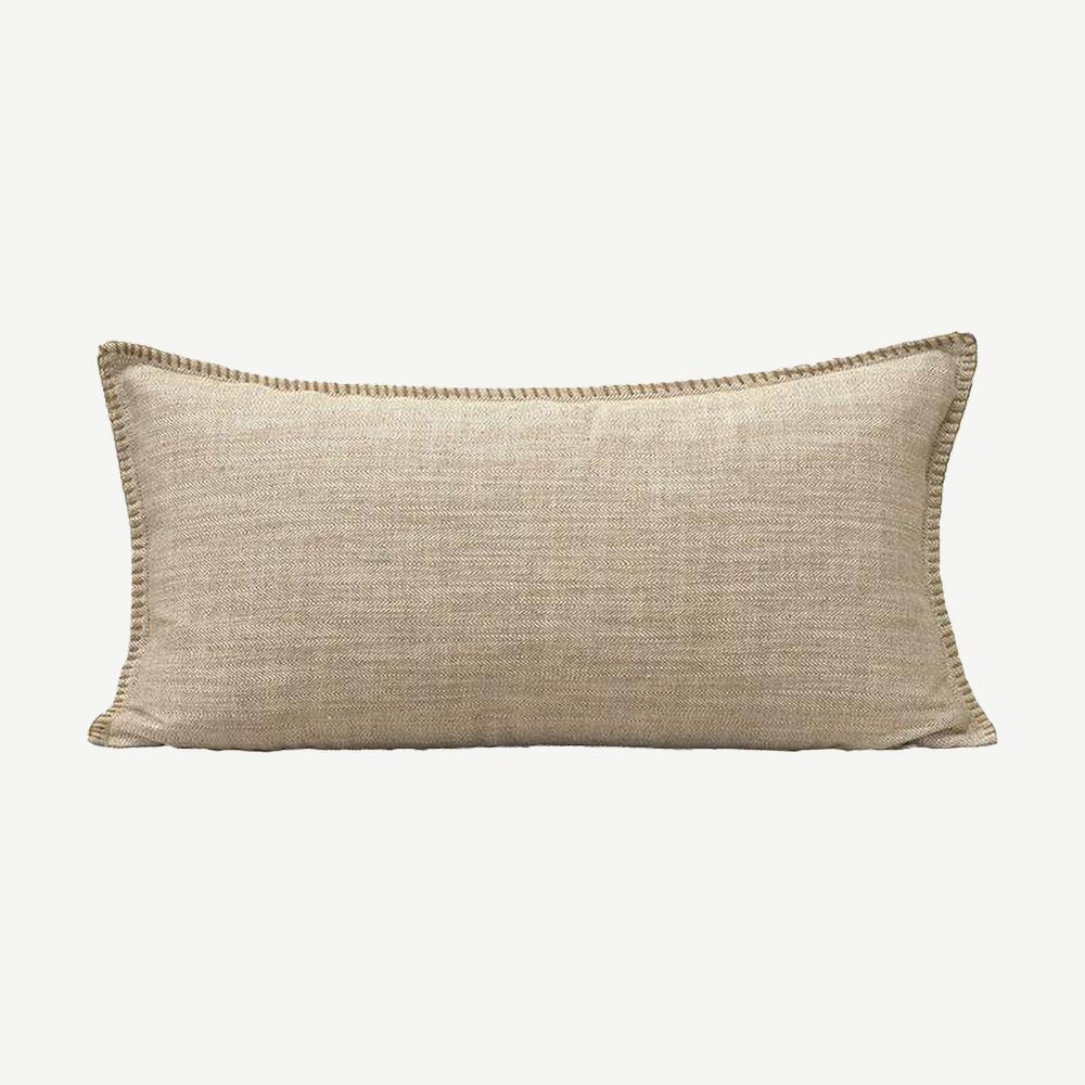 Herringbone Cotton Linen Cushion Covers in Cocoa Milk