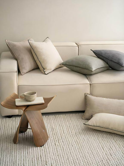 Herringbone Cotton Linen Cushion Covers, styled at home