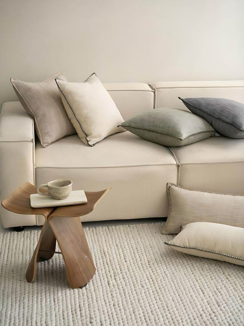 Herringbone Cotton Linen Cushion Covers, styled at home