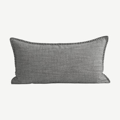Herringbone Cotton Linen Cushion Covers in Rock Black