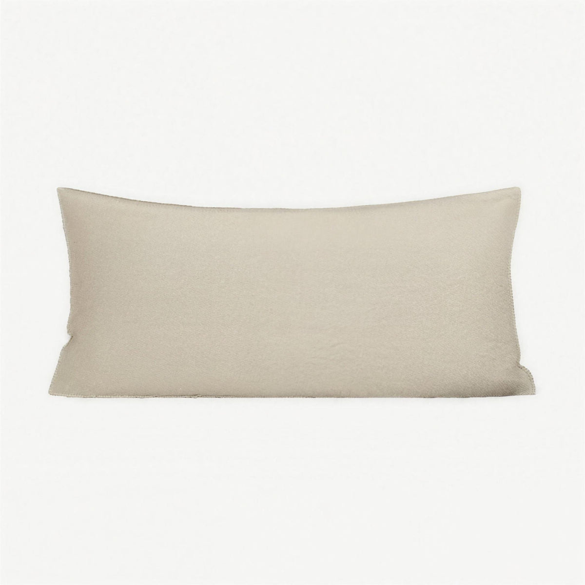 Enzyme-Washed Linen Cotton cushion cover in Flaxen, rectangular lumbar size in pale oat, studio shot