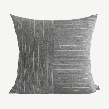 Pinstripe Panel Linen Cushion Covers in Dark Grey