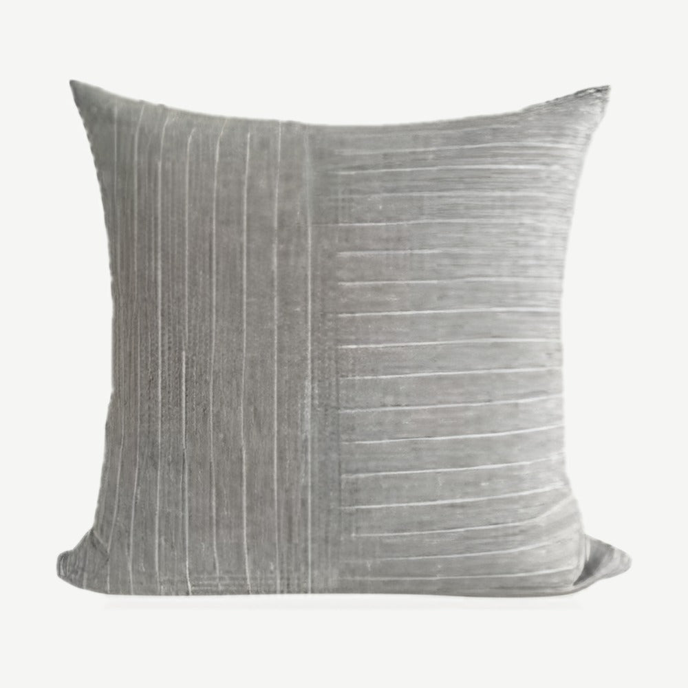 Pinstripe Panel Linen Cushion Covers in Flaxen