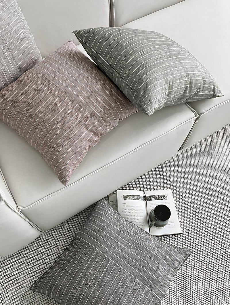 Pinstripe Panel Linen Cushion Covers, styled at home