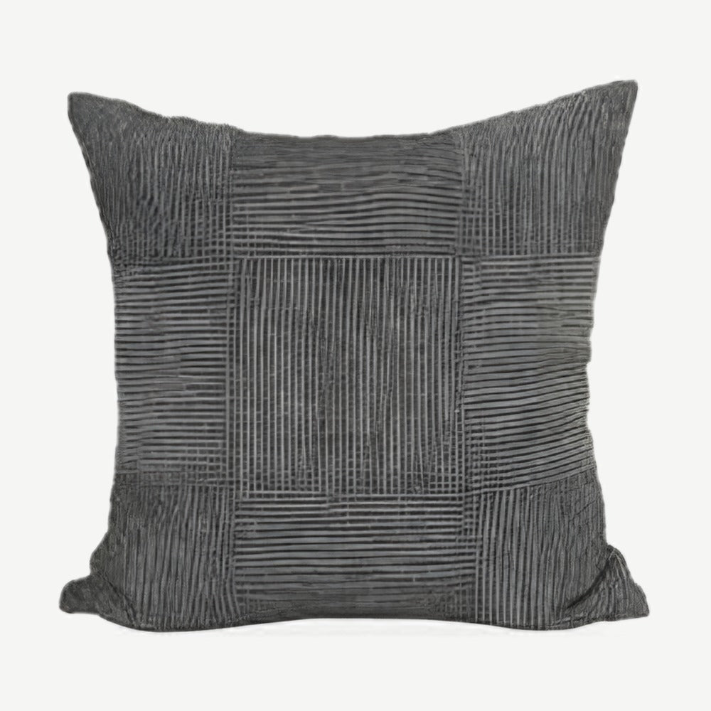Patchwork Stripe Linen Cushion Covers in Black