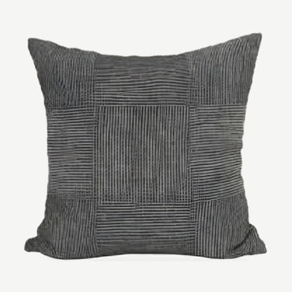 Patchwork Stripe Linen Cushion Covers in Black