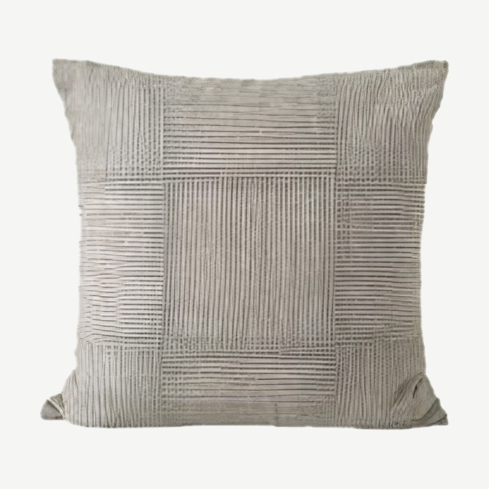 Patchwork Stripe Linen Cushion Covers in Flaxen