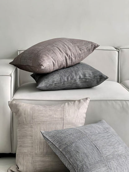 Patchwork Stripe Linen Cushion Covers, styled at home