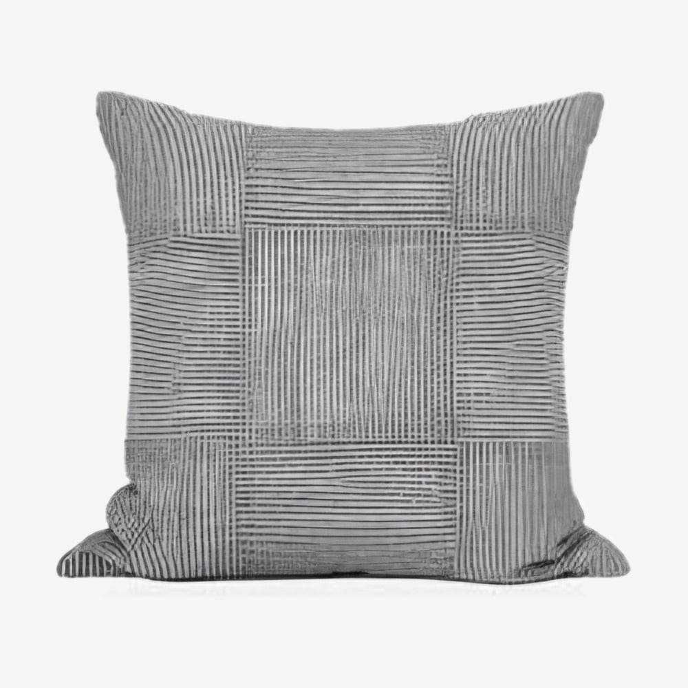 Patchwork Stripe Linen Cushion Covers in Rust Red