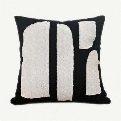 Ivory & Black embroidery cushion cover, 50 x 50 cm