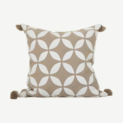 Petal Lattice Embroidery Cotton Cushion Covers in Beige