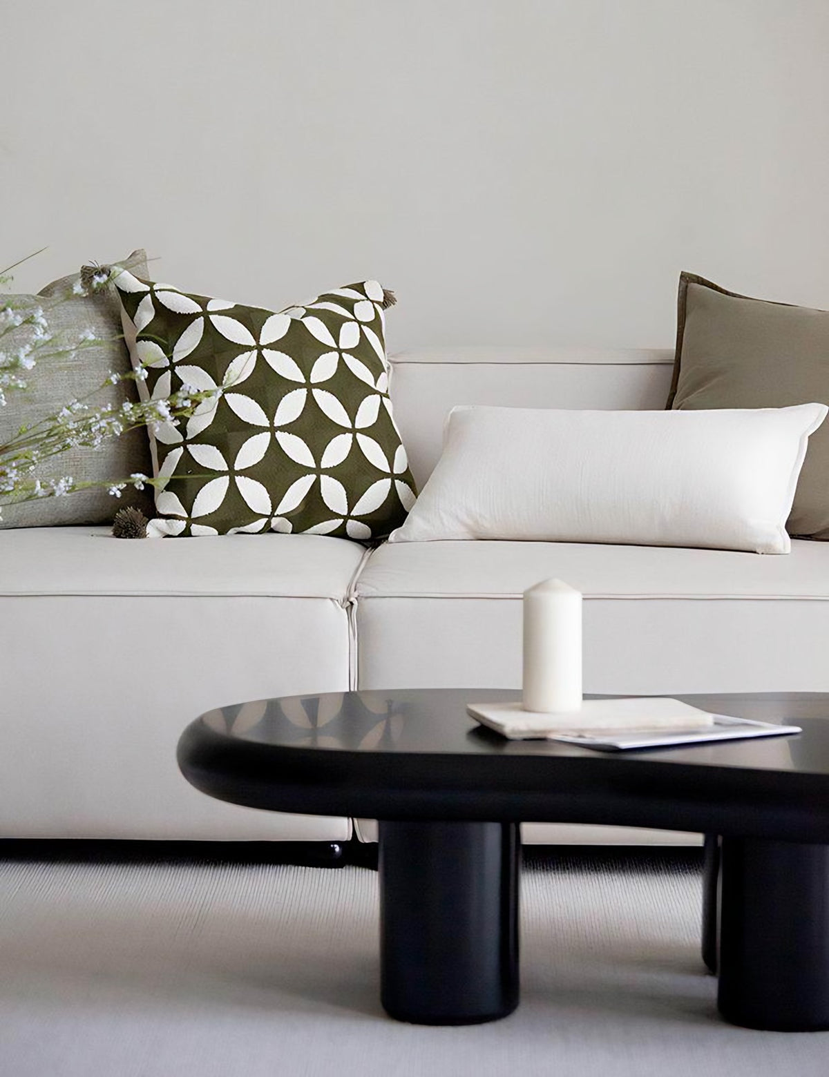 Petal Lattice Embroidery Cotton Cushion Covers, styled at home