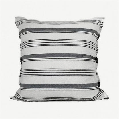 Fringed Stripe Linen Viscose Cushion Covers in White & Grey