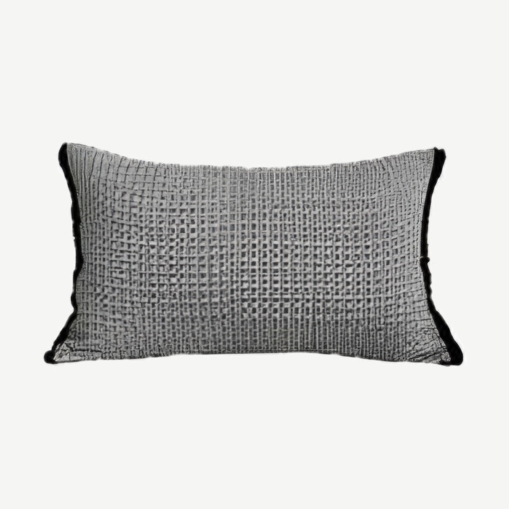 Grey & Black jacquard & tassel cushion cover, 30 x 50 cm