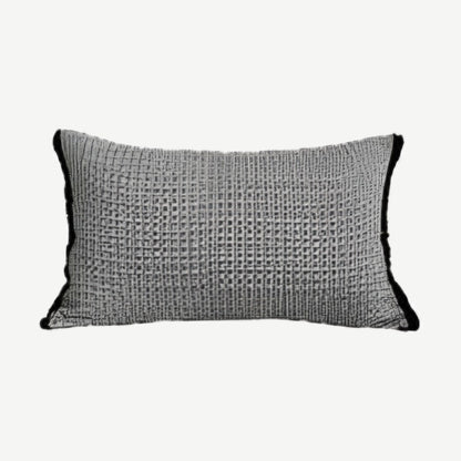 Grey & Black jacquard & tassel cushion cover, 30 x 50 cm
