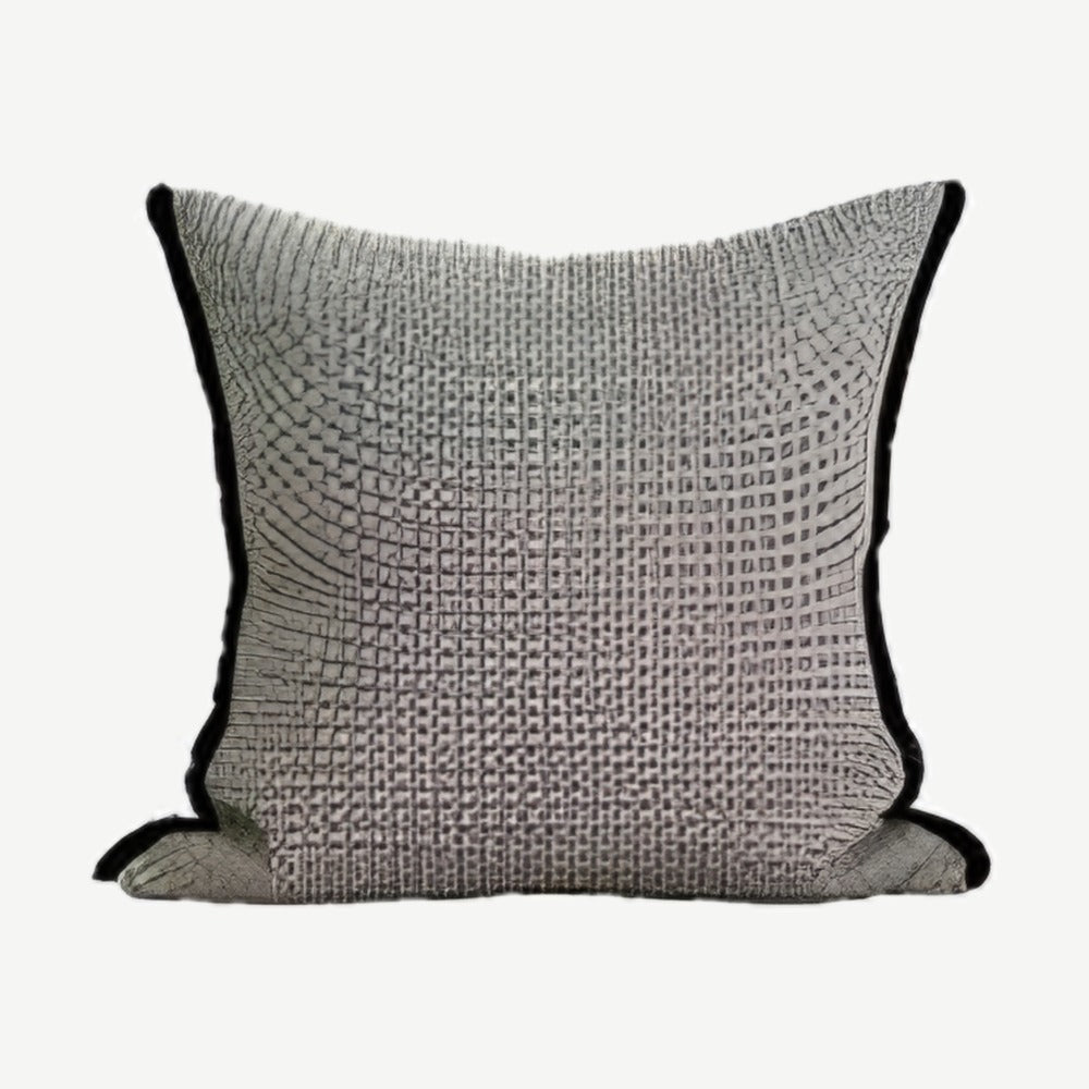 Grey & Black jacquard & tassel cushion cover, 50 x 50 cm