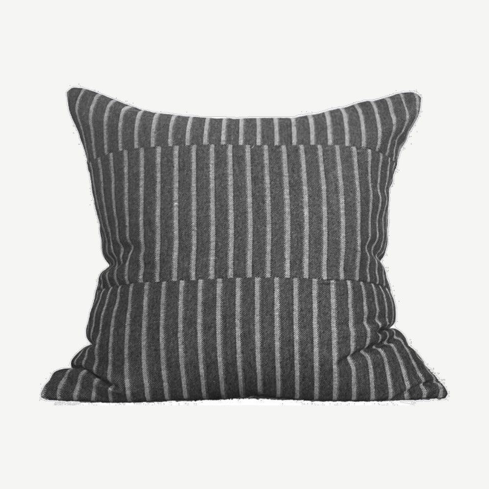 Charcoal Stripe Jacquard Linen Viscose Cushion Covers