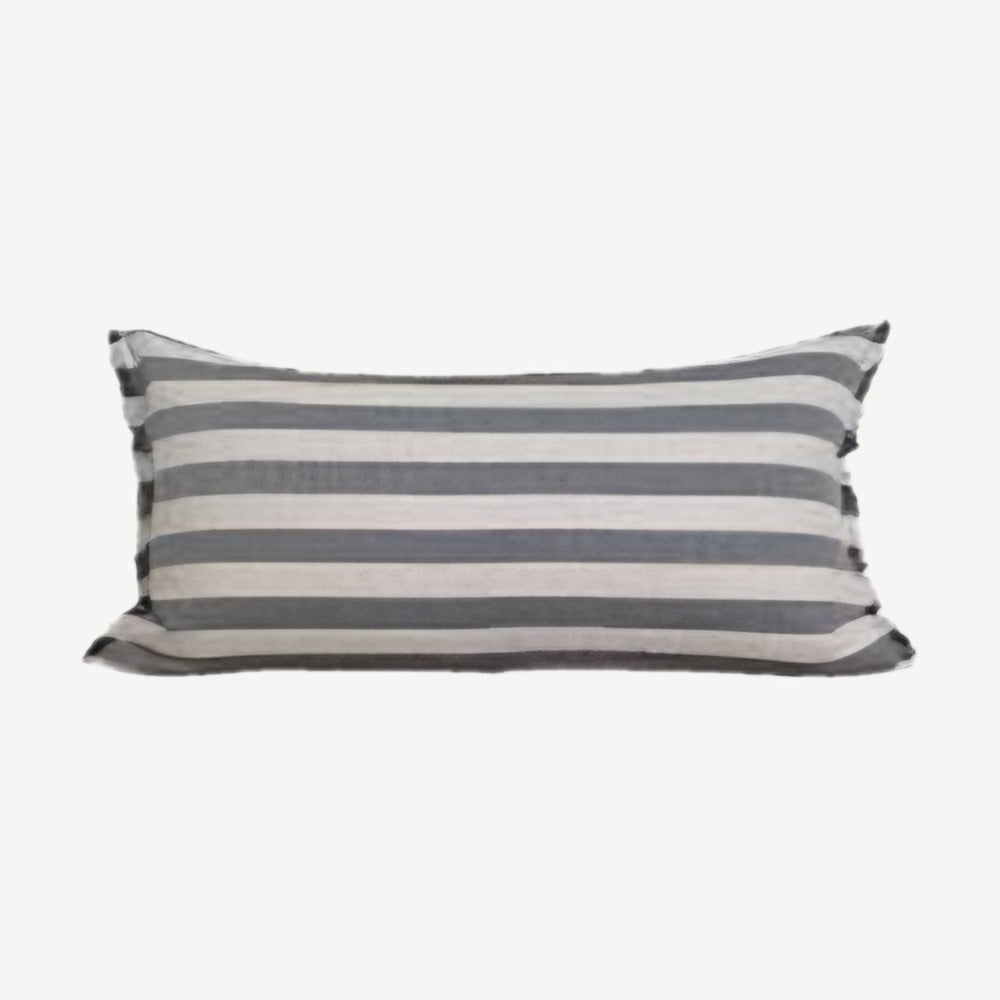 Grey Stripe Jacquard Tassel Linen Viscose Cushion Covers
