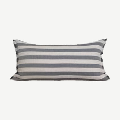 Grey Stripe Jacquard Tassel Linen Viscose Cushion Covers