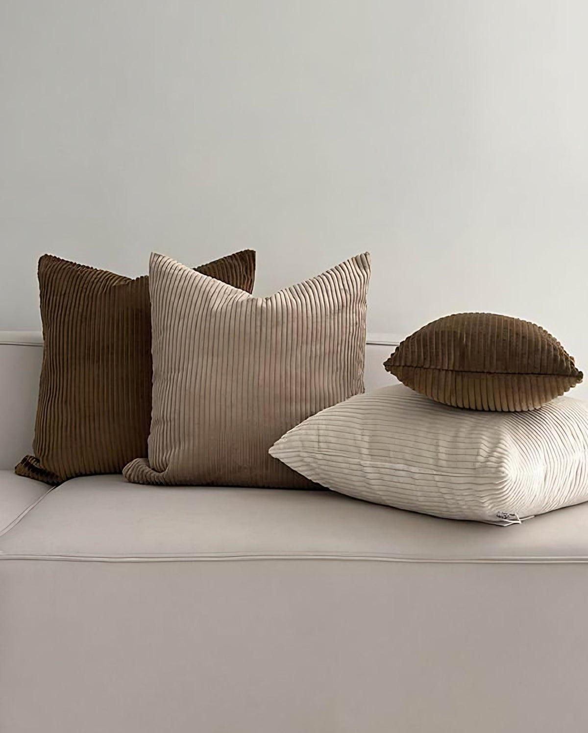 Pinstripe Jacquard Cotton Cushion Covers, styled at home