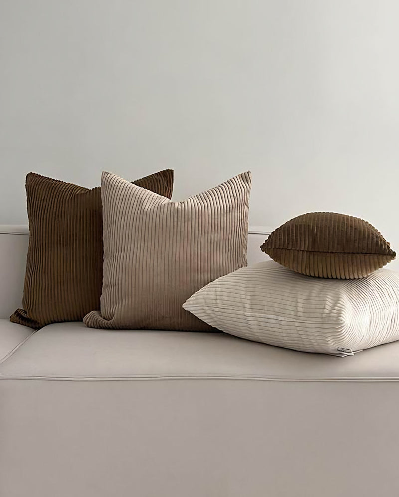 Pinstripe Jacquard Cotton Cushion Covers, styled at home