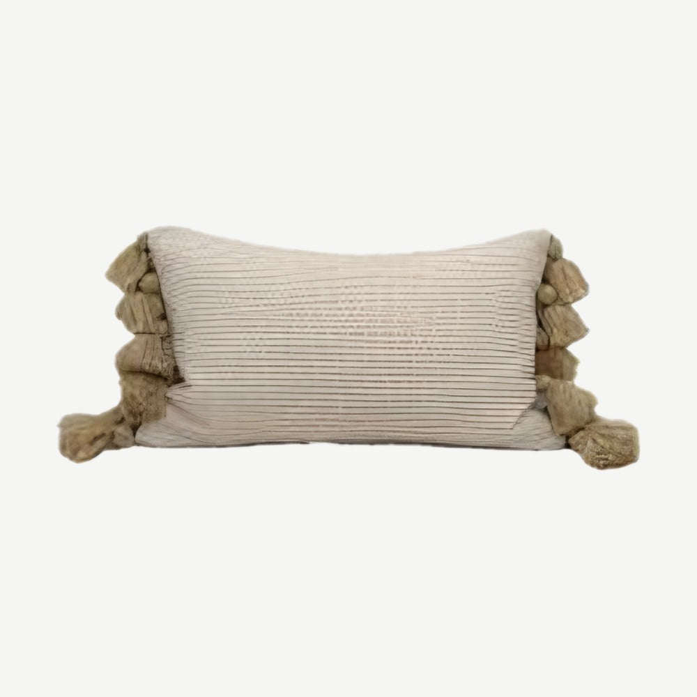 Oat jacquard & tassel cushion cover, 30 x 50 cm