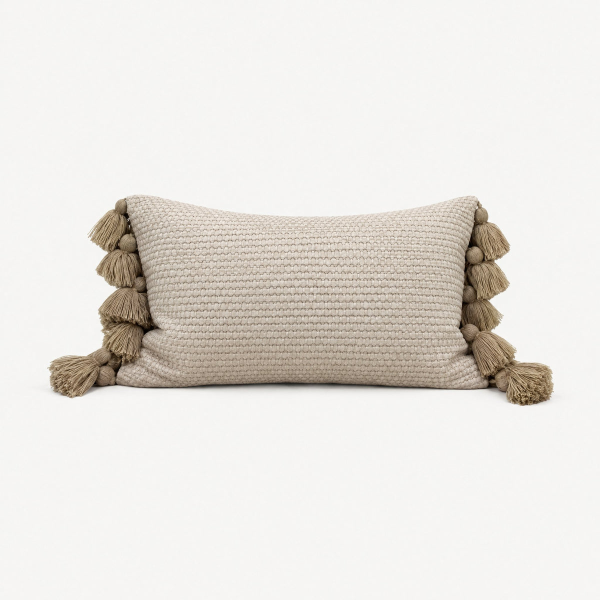 Oat jacquard & tassel cushion cover, 30 x 50 cm
