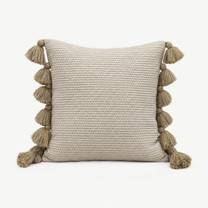 Oat jacquard & tassel cushion cover, 45 x 45 cm