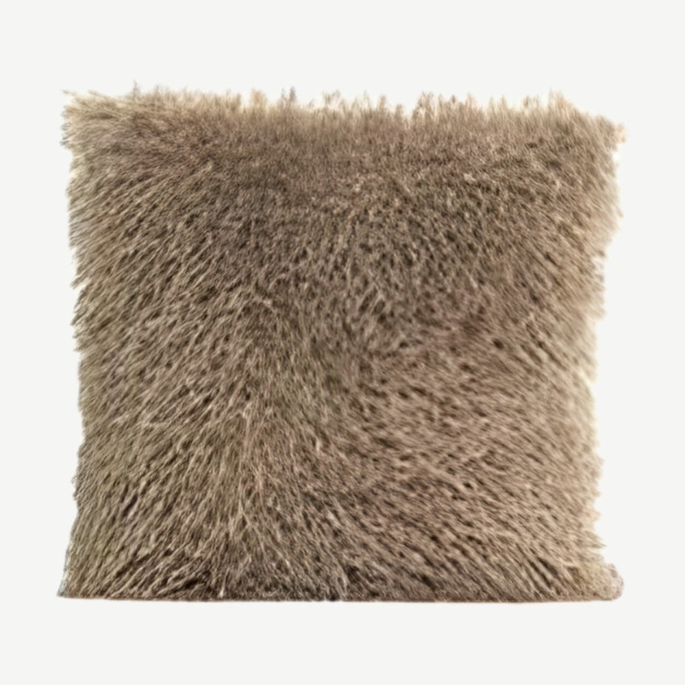 Shaggy Faux Fur Cushion Covers in Khaki