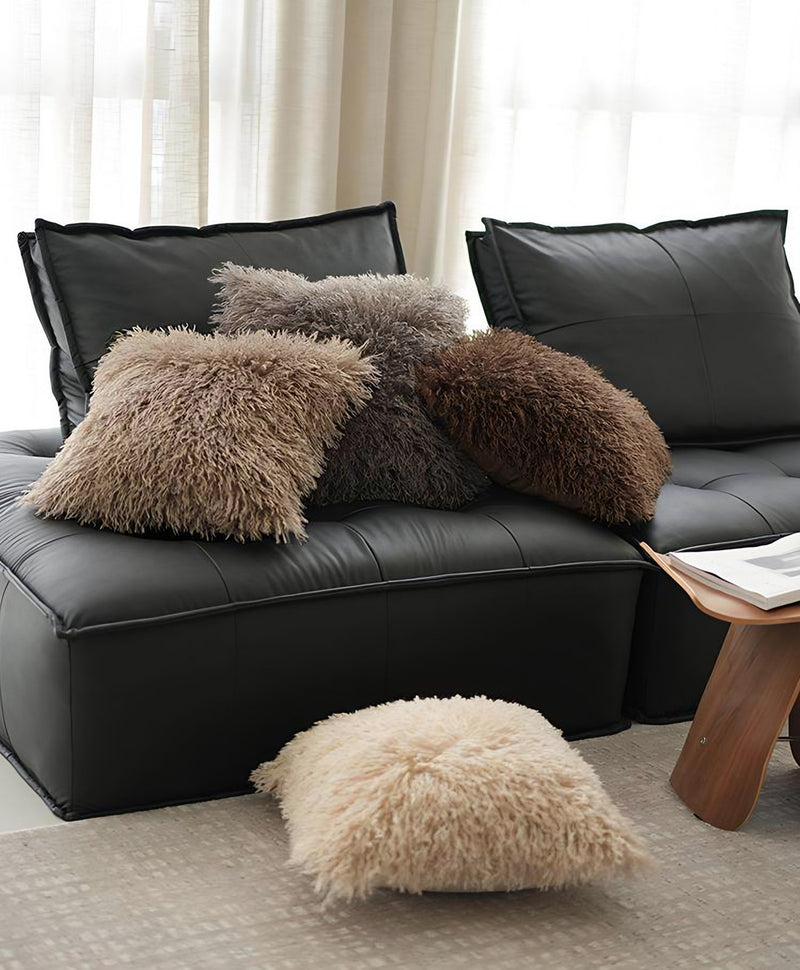 Shaggy Faux Fur Cushion Covers, styled at home