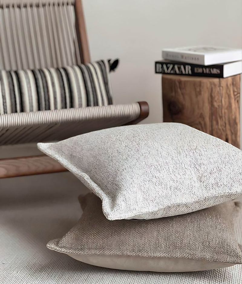 Grey Flanged Jacquard Cushion Covers, styled at home